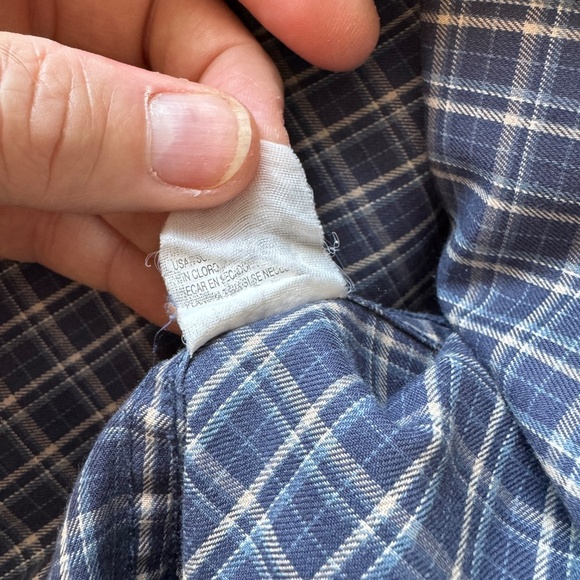 Haggar Men's L Mini-Plaid Long Sleeve Button Up Shirt‎ Wrinkle-Resistant Blue - Picture 7 of 12